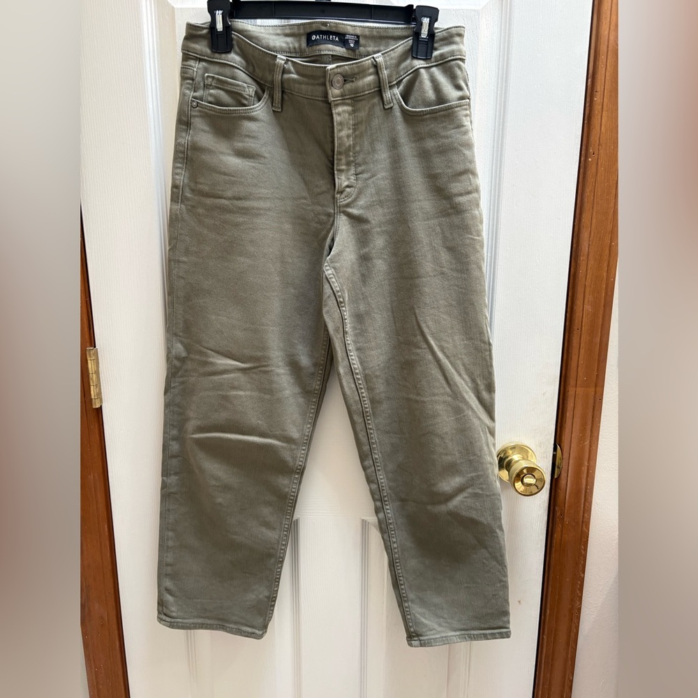 Athleta Olive Green High-Rise Straight Pants